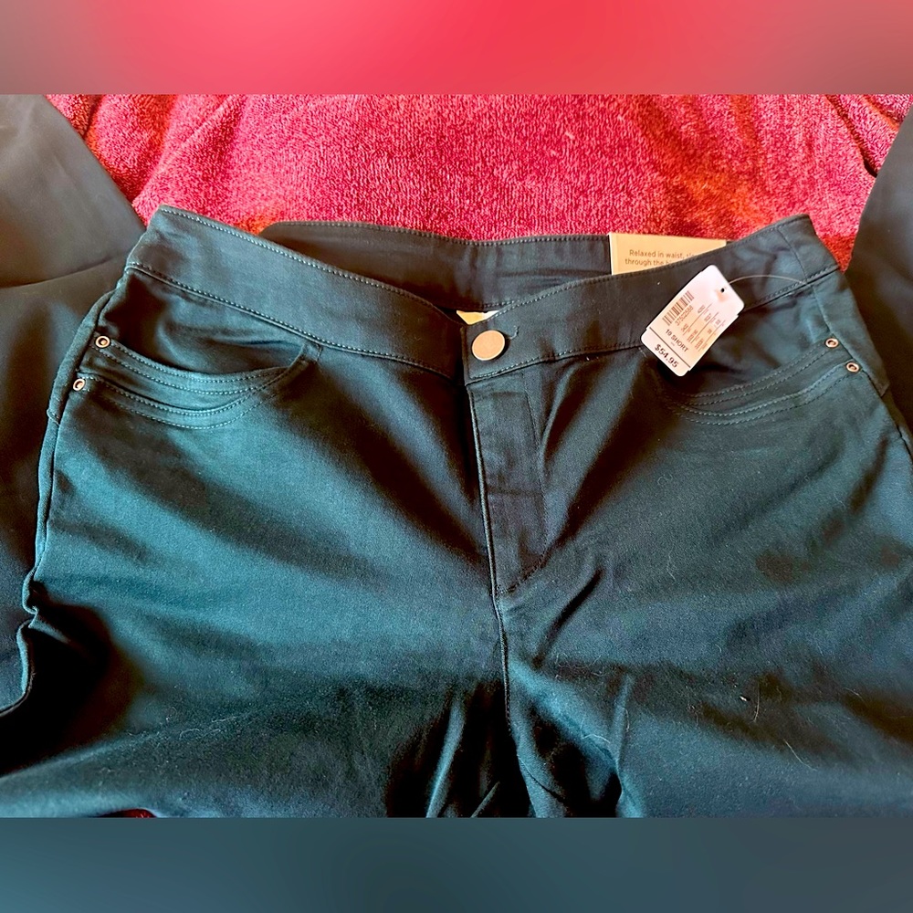 NWT Christopher & Banks tapered straight fit mid rise deep teal green size 10S